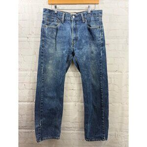 Levi’s 505 Jeans Mens Size W33 x L29 Blue Distressed Miss London Straight Leg